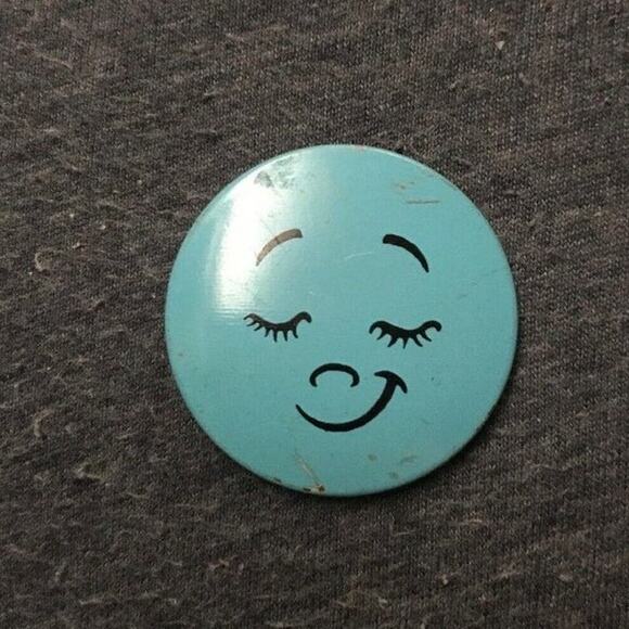 Vintage Creative House Smiley Face Pin Button Teal Blue Made in USA - Picture 2 of 4
